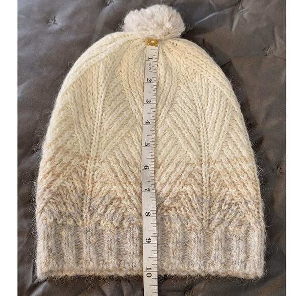 Lauren Ralph Lauren Beanie Women's Cream Grey Wool Mohair Outdoor Lightweight - Picture 3 of 5